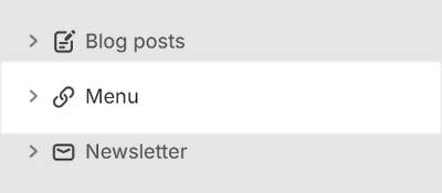 The Menu section selected in Theme editor.
