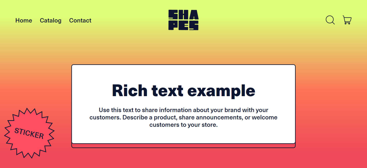An example Rich text section on a store's homepage.