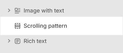 The Scrolling pattern section selected in Theme editor.