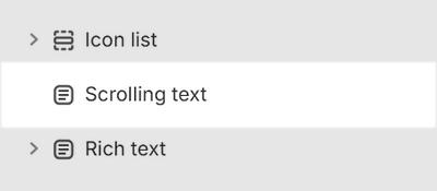 The Scrolling text section selected in Theme editor.