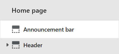The announcement bar section selected in Theme editor.