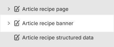 The Article recipe banner section selected in Theme editor.