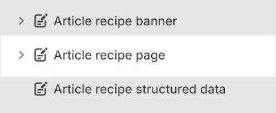 The Article recipe page section selected in Theme editor.