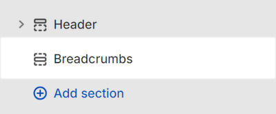 The breadcrumbs section selected in Theme editor.