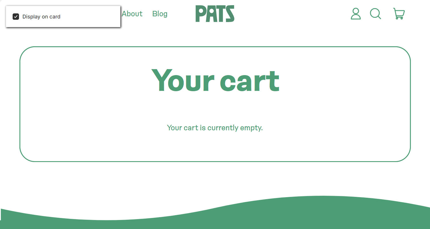 A Cart section on a store's Cart page in Theme editor.