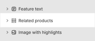 The Related products section selected in Theme editor.