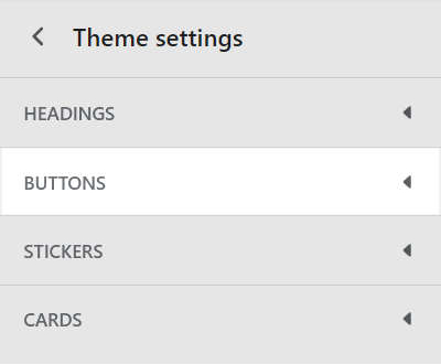 The Buttons menu in Theme setting.