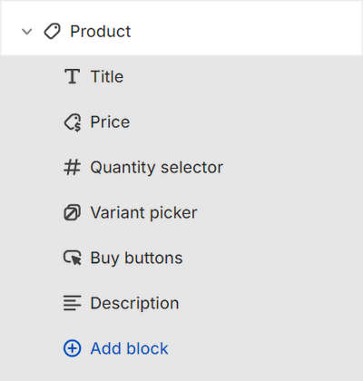 The Product section selected in Theme editor.