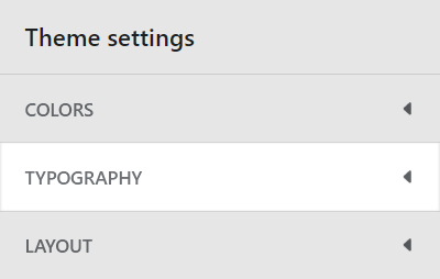 Theme setting's Typography menu.