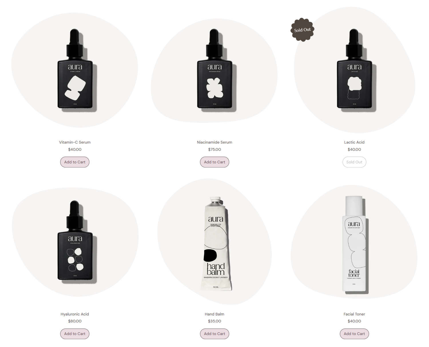 Blobs used in product grid.