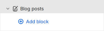 The Blog posts's Add block menu in Theme editor.