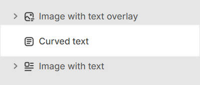 The Curved text section selected in Theme editor.