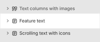 The Feature text section selected in Theme editor.