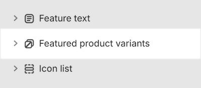 The Featured product variants section selected in Theme editor.