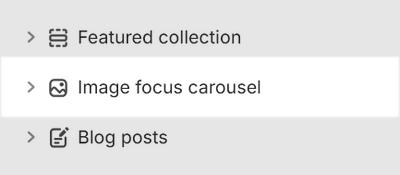 The Image focus carousel section selected in Theme editor.