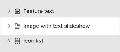The Image with text slideshow section selected in Theme editor.