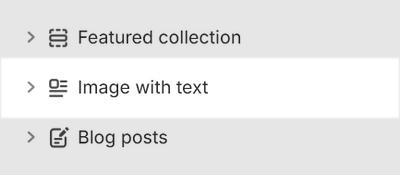 The Image with text section selected in Theme editor.