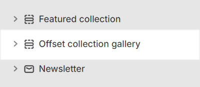The Offset collection gallery section selected in Theme editor.