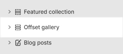 The Offset gallery section selected in Theme editor.