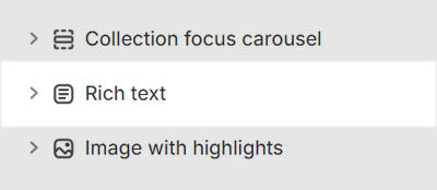 The Rich text section selected in Theme editor.