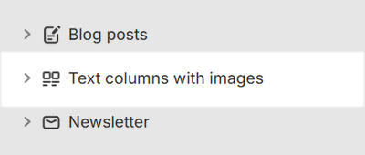The Text columns with images section selected in Theme editor.