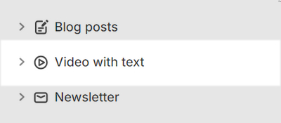 The Video with text section selected in Theme editor.