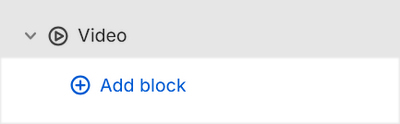 The Video's Add block menu in Theme editor.