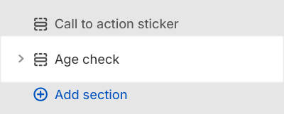 The Age check section selected in Theme editor.