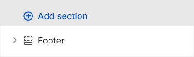 The Footer section selected in Theme editor.