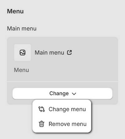 The header menu options in Theme editor.