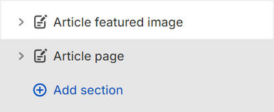 The Article featured image section selected in Theme editor.
