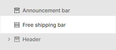The Free shipping bar section selected in Theme editor.