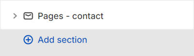 The Pages - contact section selected in Theme editor.