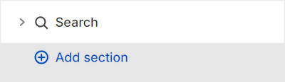The Search section selected in Theme editor.
