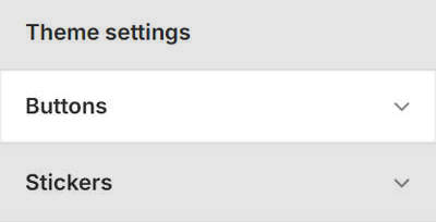 Theme editor's Buttons Theme settings menu.