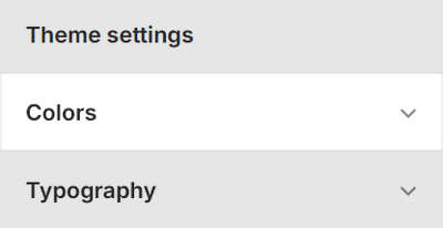 Theme editor's Colors Theme settings menu.
