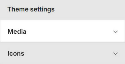 Theme editor's Media Theme settings menu.