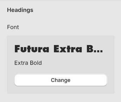 The Change button for selecting a font in Theme setting's Typography menu