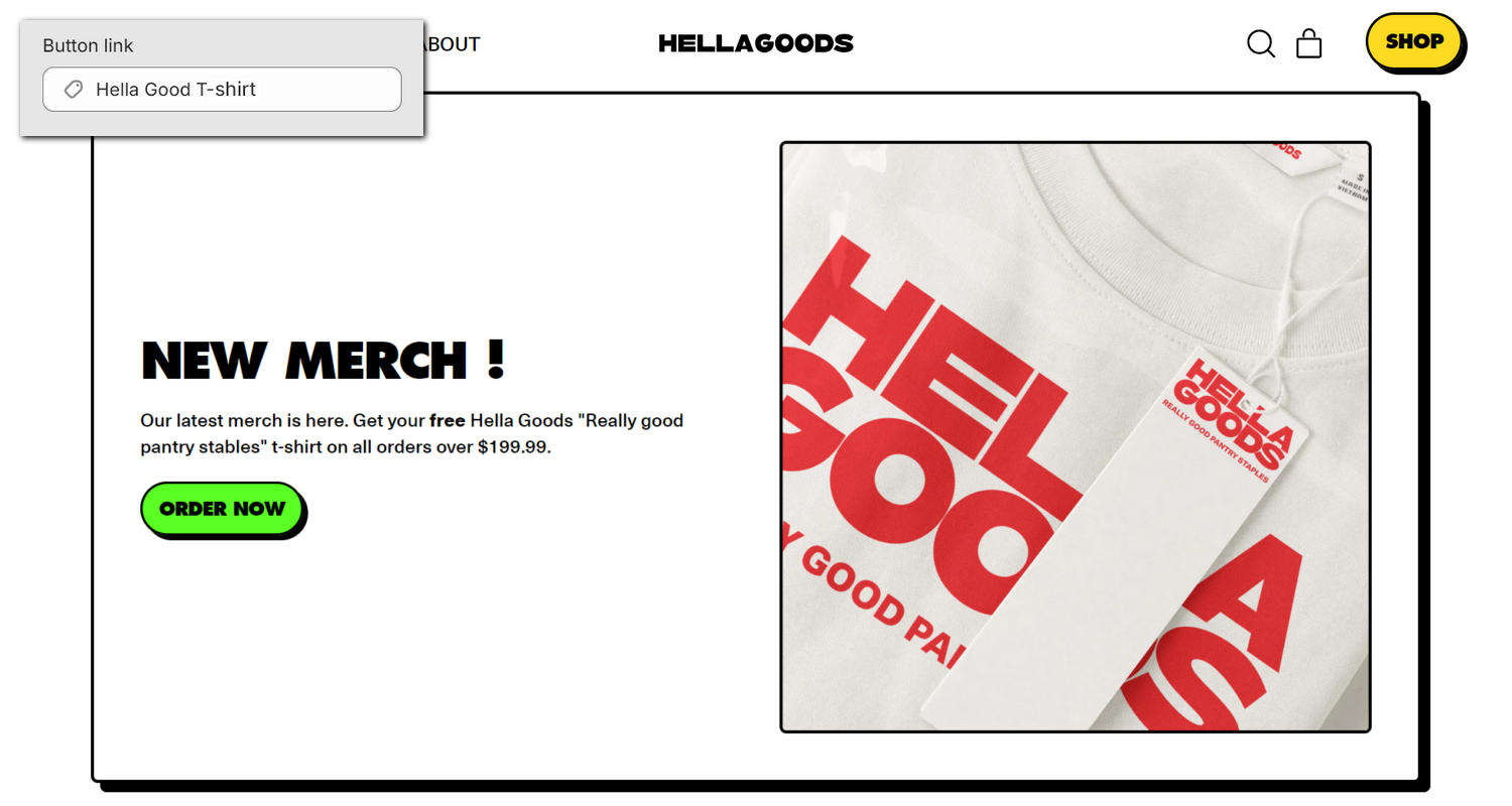 A section on a store's home page in Theme editor.