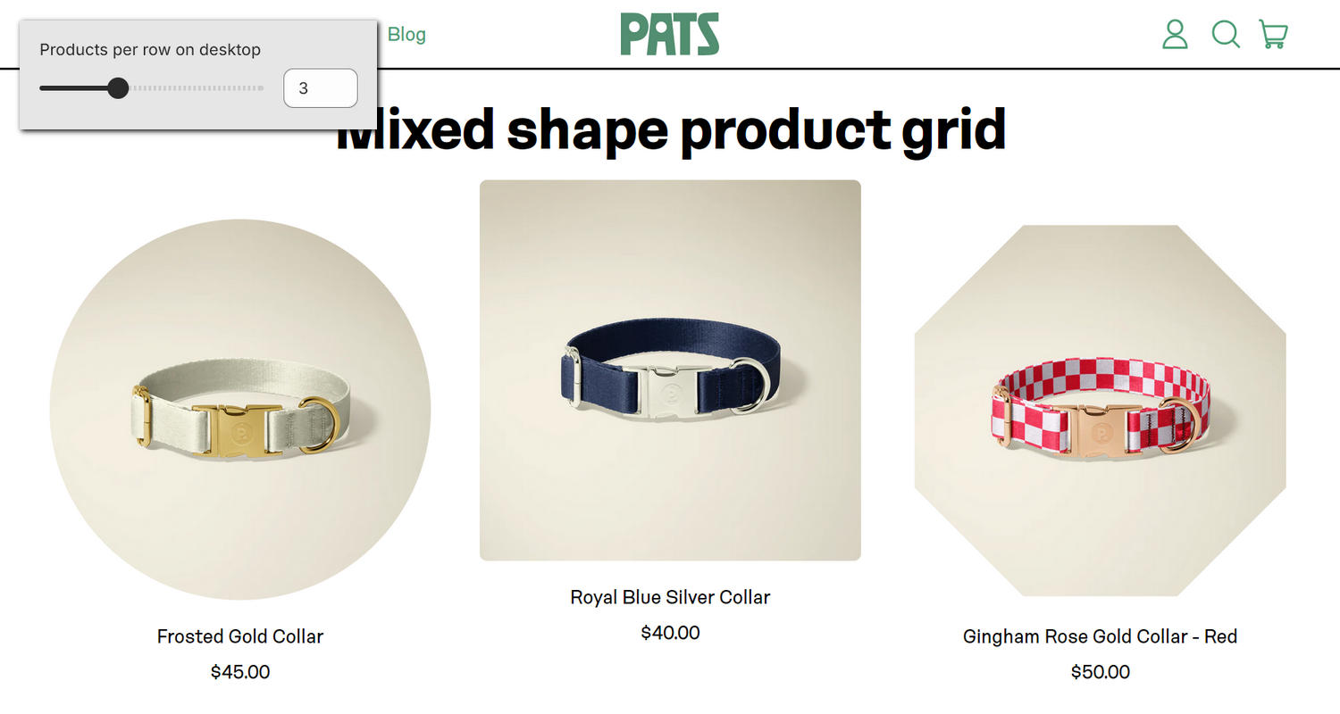 A section on a store's home page in Theme editor.